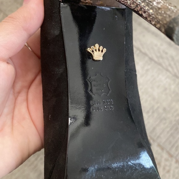 Nina New York Pumps Open Toe Heels Studded Jeweled Black Suede - Picture 10 of 14